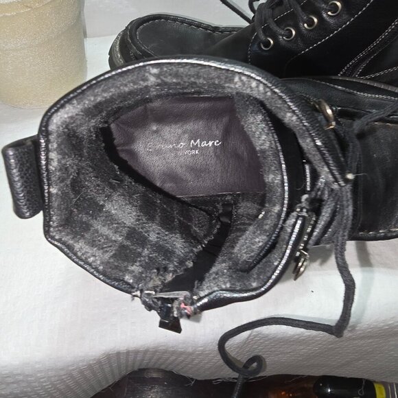 BRUNO MARC MENS BLACK MOTORCYCLE MILITARY COMBAT OXFORD BOOTS SIZE 7 - Picture 2 of 13